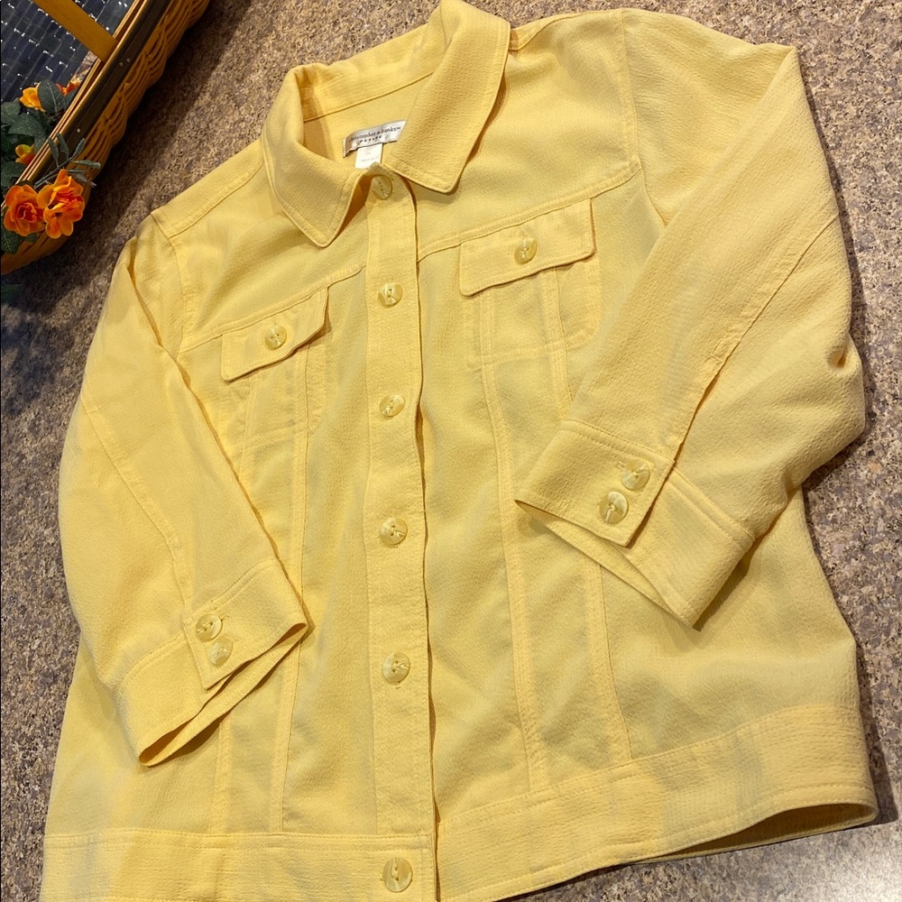 Christopher Banks Petite Large Yellow Button Top or Maybe a Lighweight Jacket